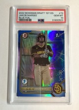 2022 Bowman 1st ED Jakob Marsee Blue Foil #73 /150 PSA10