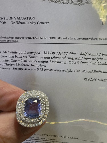 Stunning 14K Tanzanite & Diamond Ring with valuation $12,0000 - Picture 5 of 13