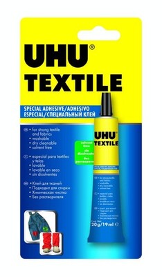 UHU Textil Lösemittelfreier Gewebekleber 19ml 19ml, transparent 