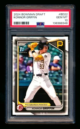 2024 BOWMAN DRAFT KONNOR GRIFFIN RC #1 PROSPECT PIRATES 1ST ROOKIE PSA 10 GEM!