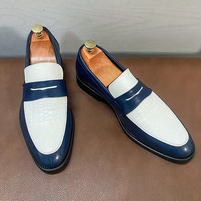 Men's Slip-On Leather Loafers with Rubber Sole - Thick Cushioned Insole size 11