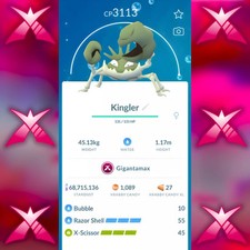 Level 50 Shiny Gigantamax Kingler + 3 Moves - Pok�mon Go - Trade Or PTC