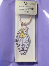 Libra Zodiac Keychain Gold Color w/ Charm Modern Expressions