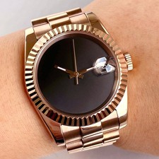 Rose golden 36mm Tandorio Black Dial Japan NH35A Automatic Mens Watch Sapphire