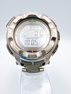CASIO PROTREK PRO TREK PRW-2500T Titanium Band Qz Silver Watch in