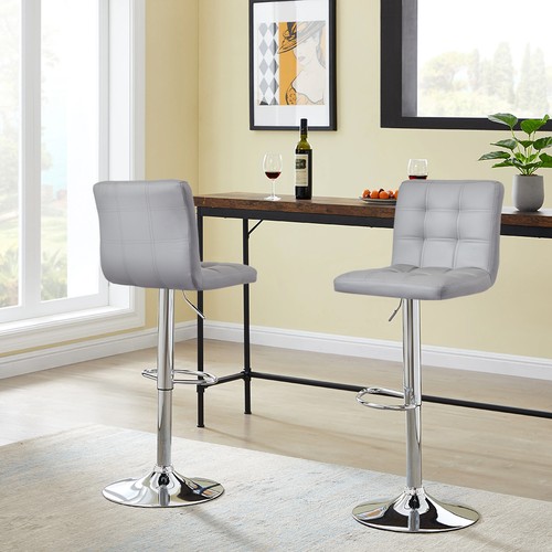 Faux Leather Barstool Chrome Base Stool Counter Height Stool Breakfast Bar Chair - Picture 107 of 172