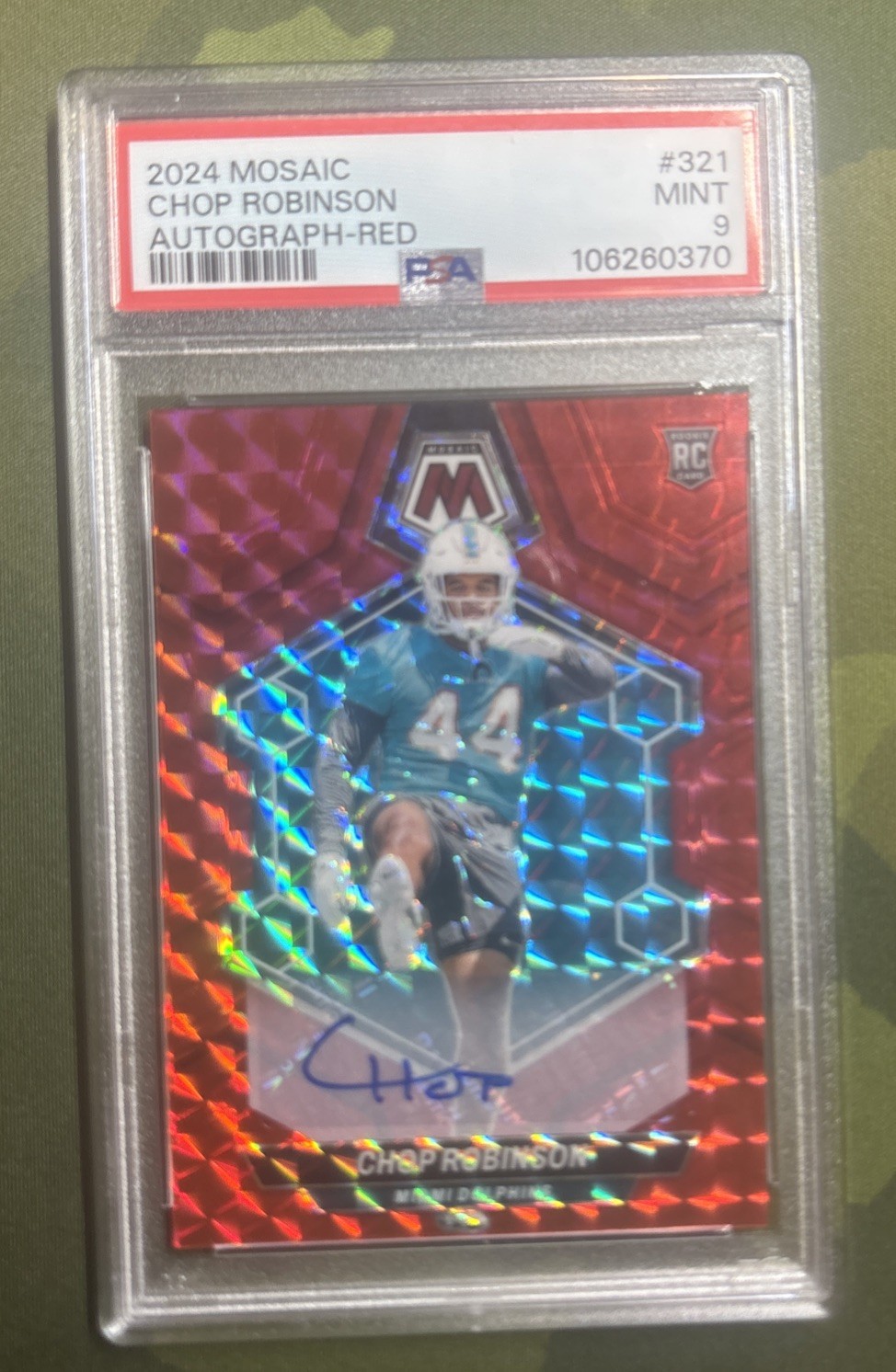 2024 Mosaic Chop Robinson Rookie Auto Red Prizm 040/199 #321 RC PSA 9