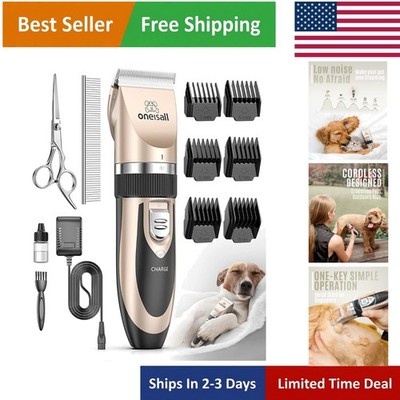Ultimate Pet Grooming Experience: Gold Cordless Clipper Set, Low Noise Design