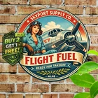 Aviation Gasoline 8x8 Round Aluminum Wall Art Vintage Metal Tin Sign