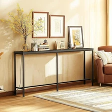 70 Inch Console Table with Outlet, Sofa Table with Charge Station Long Table