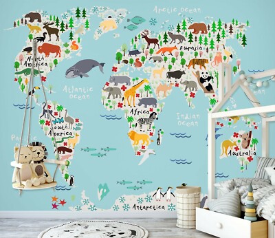 3D Atlantic Ocean 245NAO World Map Wallpaper Mural Removable Self-adhesive Amy
