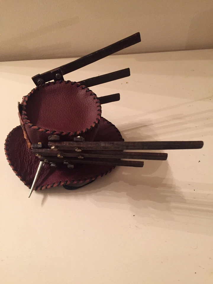 Mini chapeau haut de forme steampunk marron/cuir bordeaux fait main original - Photo 2/4