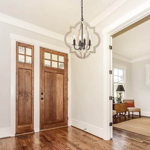 Modern Wood Chandelier Lighting Fixture Living Room Ceiling Light Flush Mount US - Picture 6 of 24