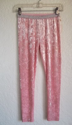 Girls Pink Crushed Velvet Leggings 