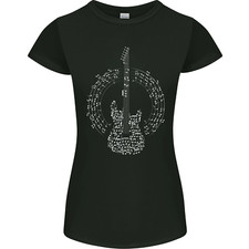 Guitar Notes Electric Guitarist Player Rock Womens Petite Cut T-Shirt
