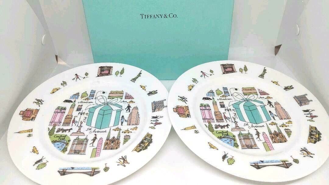 RARE Tiffany & Co. 5th Avenue Pair Plate Set Tableware Dish RARE Tiffany & Co. 5th Avenue Pair Plate Set Tableware Dish