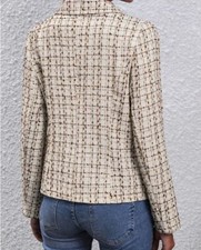 Double Breasted Decor Open Front Blazer, Elegant Lapel Slim Long Sleeve Blazer