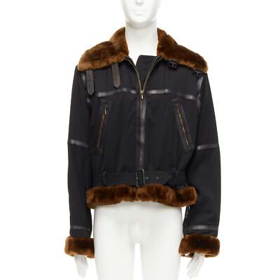 rare JEAN PAUL GAULTIER HOMME black brown faux fur aviator flight
