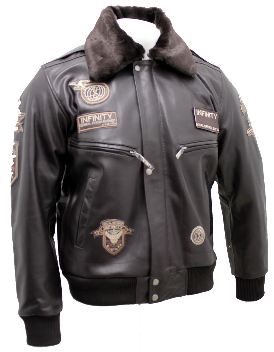 Men's Brown Leather US Air Force Flying Bomber Jacket with
