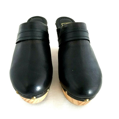 Vintage ALDO Swedish Clogs Black Wood Heels Slip On Studded Women's 6 EU 36 VEUC - Picture 3 of 8