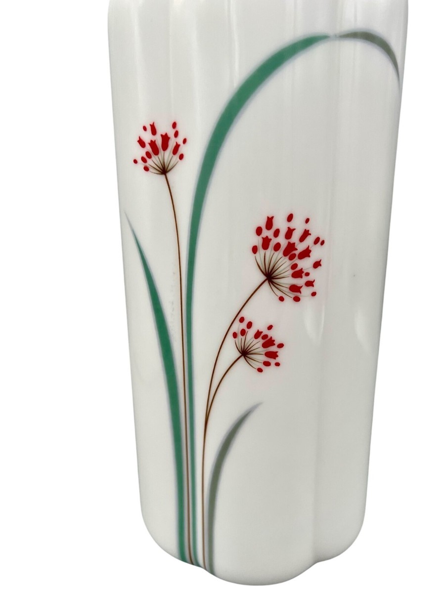 Vintage Seizan Japanese Porcelain Vase With Red & Green Floral