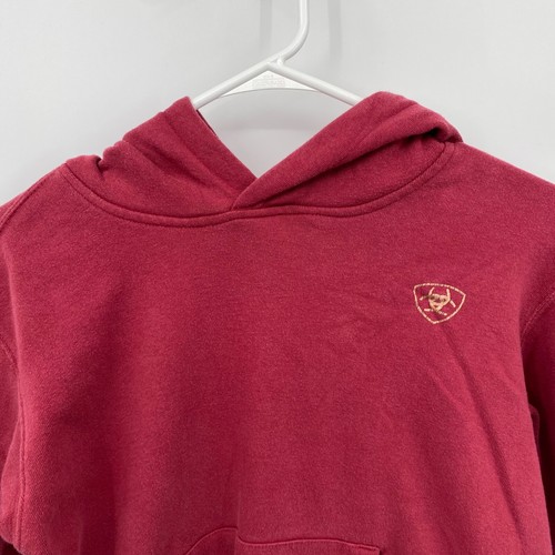 Ariat Real Youth Long Sleeve Hoodie Pullover Solid Red Logo Size XL/14 - Picture 2 of 11