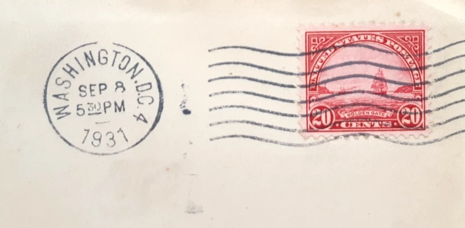 🔥Ultra Rare 1931 US #698 FDC GOLDEN GATE 20 Cent ~ Cat Value $300 - Image 2 of 3