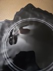 Vintage Black Glass Leaf Plate Silver Stripe Estate JJ #114 — photo 7