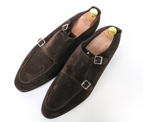 SUITSUPPLY Men Formal Shoes EU44 Brown Double Buckled Suede Classic Low-Top - Picture 8 of 13