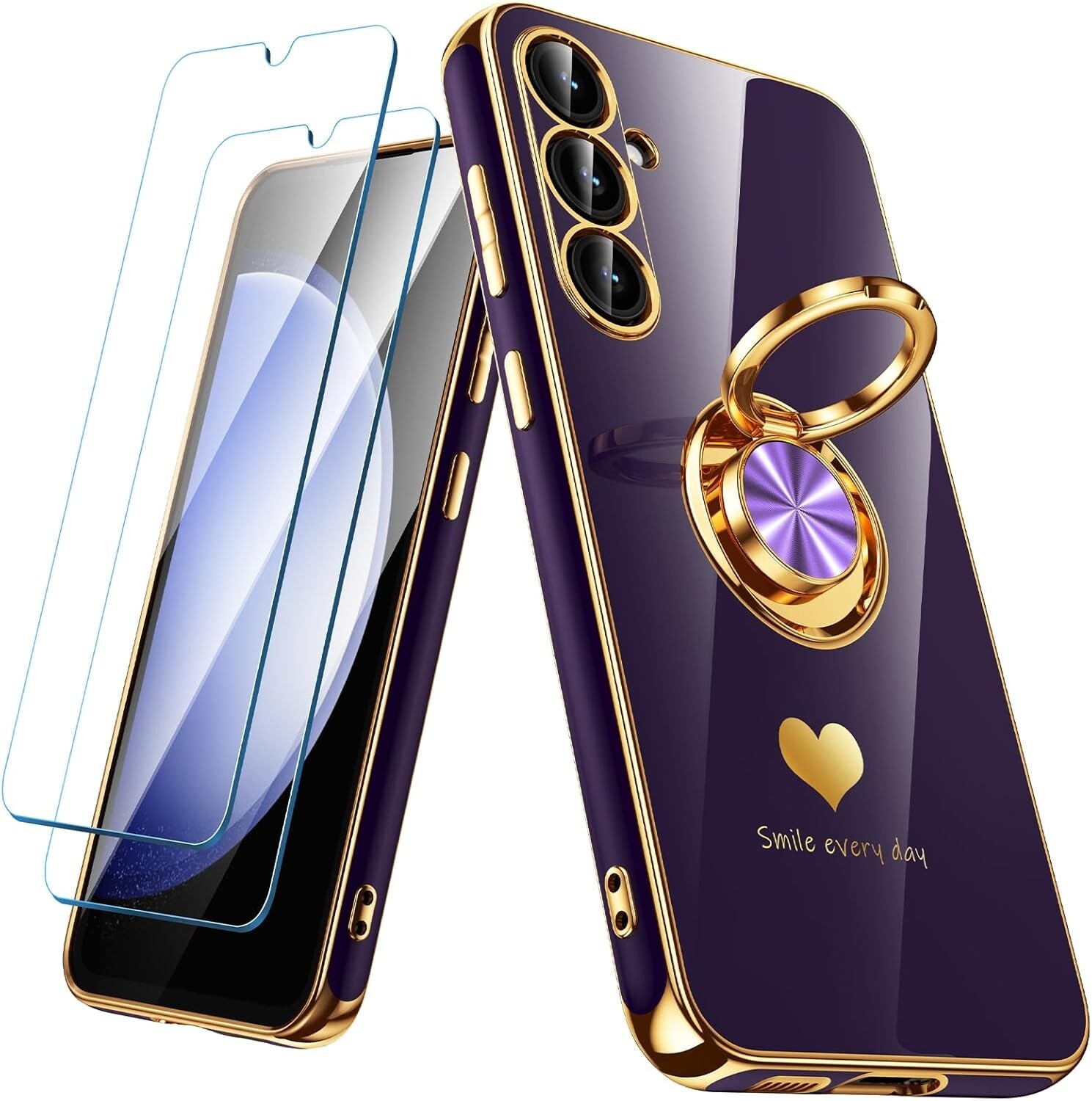 For Samsung Galaxy S23 FE Case With 360° Rotatable Ring Holder Kickstand Purple