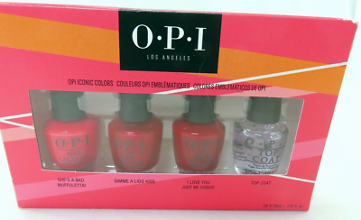 OPI: ICONIC COLORS NAIL POLISH. 4 PC MINI SET. REDS/CLEAR. ORG $28