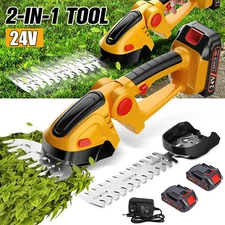 24V Hedge Trimmer & Cordless Grass Shear Handheld Grass Trimmer with 2 Batterys
