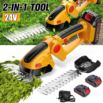 24V Hedge Trimmer & Cordless Grass Shear Handheld Grass Trimmer with 2 Batterys