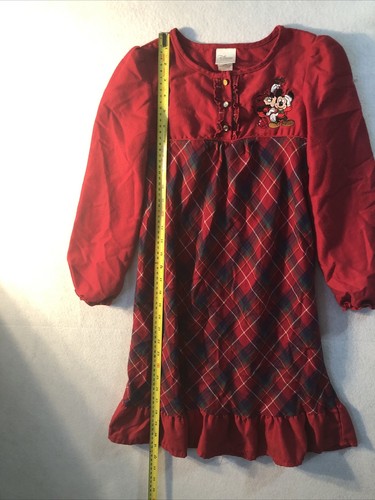 Disney Store Christmas Plaid Embroidered Minnie & Mickey Mouse Nightgown 7/8 - Picture 9 of 11
