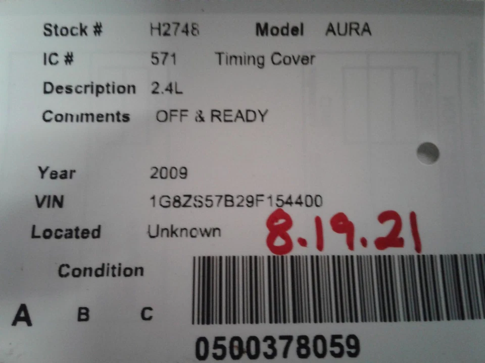 Used Engine Timing Cover fits: 2009 Saturn Aura 2.4 Grade A Foto 3 de 4