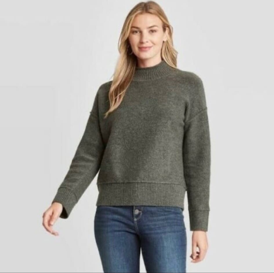 Universal Thread Mock Neck Sweater, EUC, Green, S… - image 1