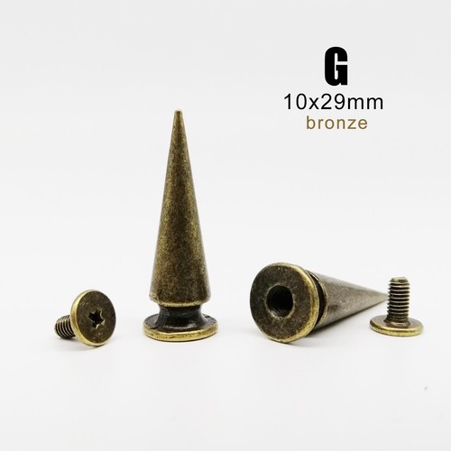 10sets Decor Punk Bullet Spike Cone Rivet Stud for Leather Bag Belt Jacket Shoes - Picture 34 of 38