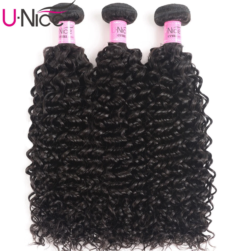 Extensiones de cabello 100 % humano rizado indio UNICE 3 paquetes tejidos de cabello virgen Foto 2 de 4