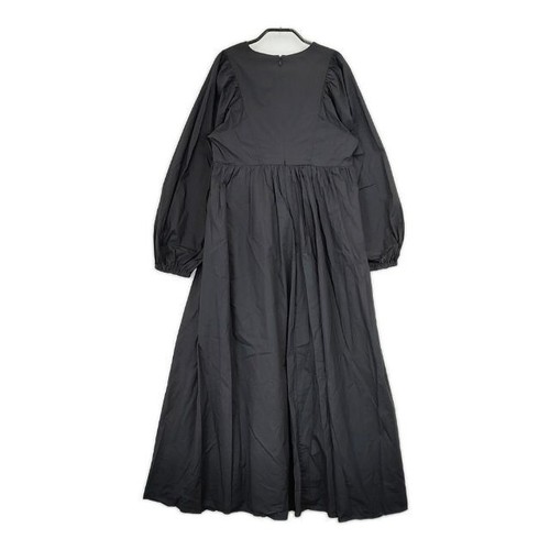 oblekt V-neck Gathered Cotton dress black 5-0604M∞ - Picture 2 of 6