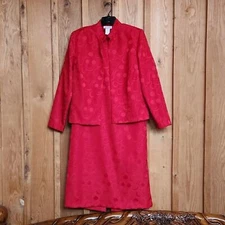 Blair Vintage Cocktail Party Office Maxi Dress & Blazer Set Size 10, Holiday Red