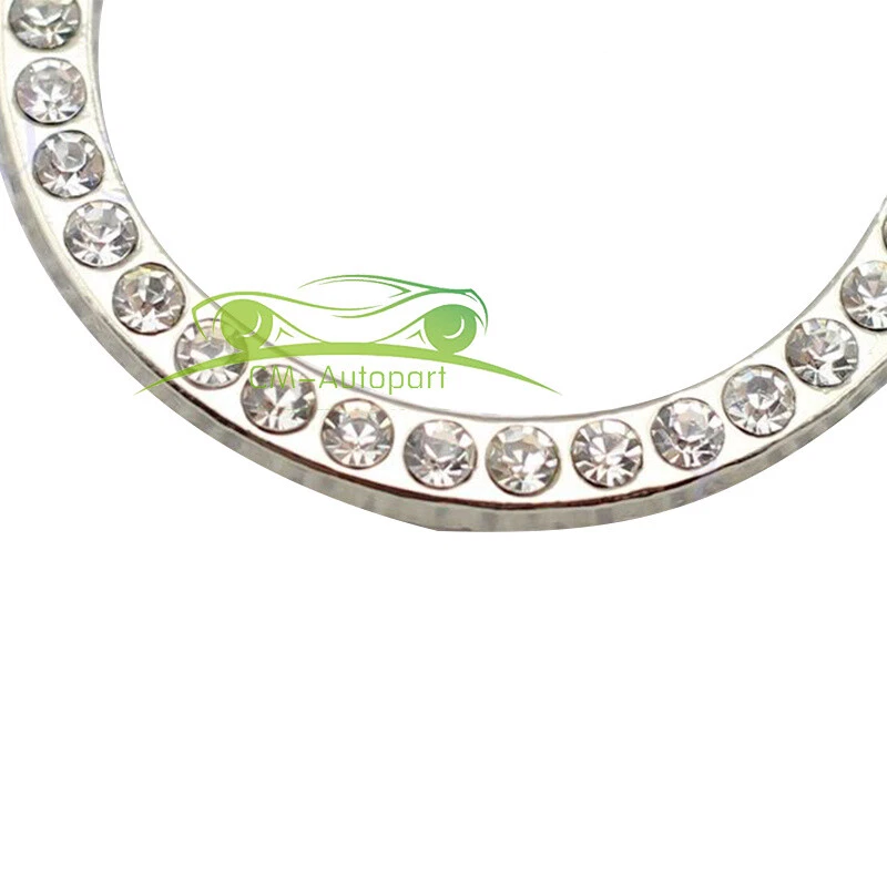 For One-Key Car Engine Ignition Push Button Ring Cover Trim Silver Parts - Image 4 of 4