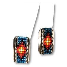 Vintage Native American 925 Sterling Silver Signed Annie Chapo Pierced Earrings