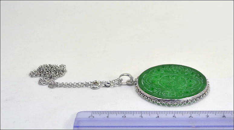 COLLANA E CIONDOLO IN ARGENTO 925 CON GIADA VERDE TONDA AGDV 076 - Immagine 3 di 3