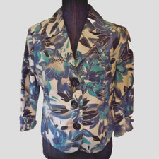 Kim Rogers, Multi Coloured, Fully Lined, Cotton/linen Jacket, Size 6petite Us