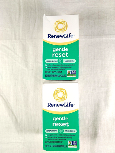 RenewLife Gentle Reset Herbal Blend & Magnesium Lot 2 x 30 Ct Capsules EXP 06/25