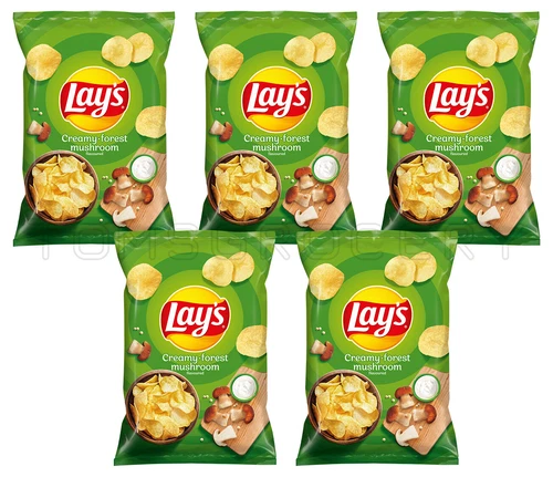 5 LAYS Creamy Forest Mushroom Flavor Potato Chips Crisps Snacks 130g 4.6oz