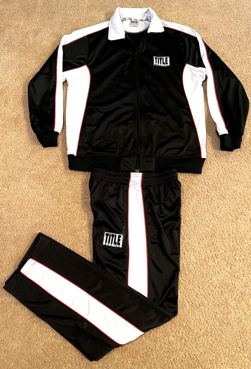 Title Boxing Track Suit Jacket Track Pants Black White Mens Size