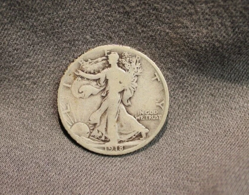 1918 S SAN FRANCISCO WALKING LIBERTY HALF DOLLAR . VG