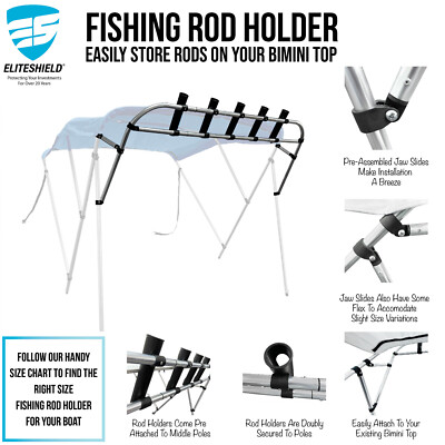 Bimini Top Rod Rack SolaquaShield Bow Bimini Top With Rod Holder