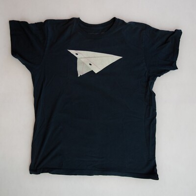 Flying Paper Airplane Graphic Blue T Shirt Mens Med Super 7 San Diego Comic Con